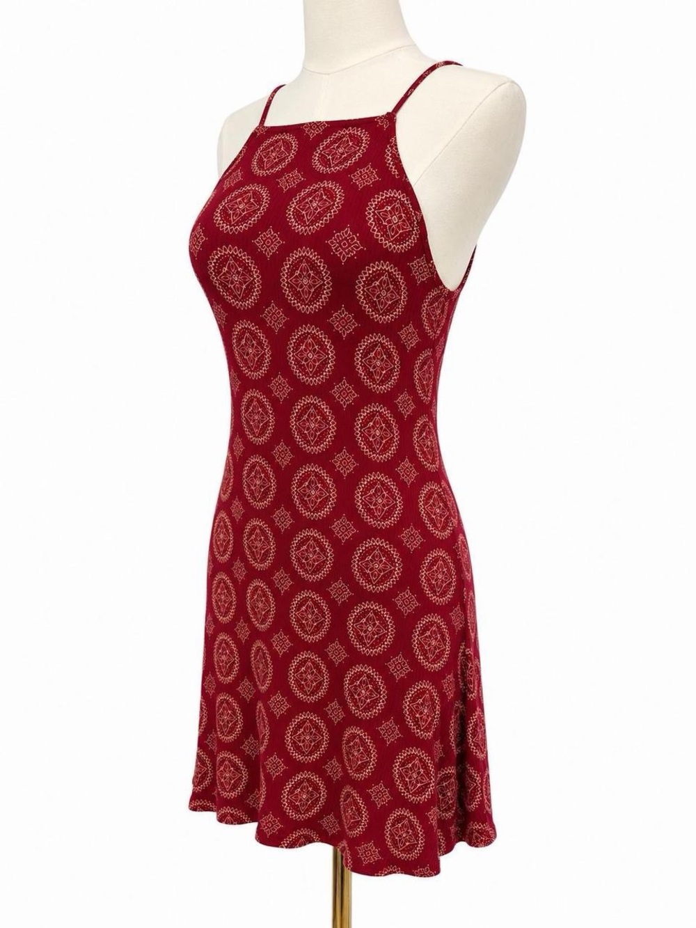 Brandy Melville Burgundy Boho Mini Dress Size S - Picture 4 of 7